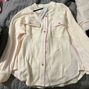 Saukole waffle button down shirt/ shaket
